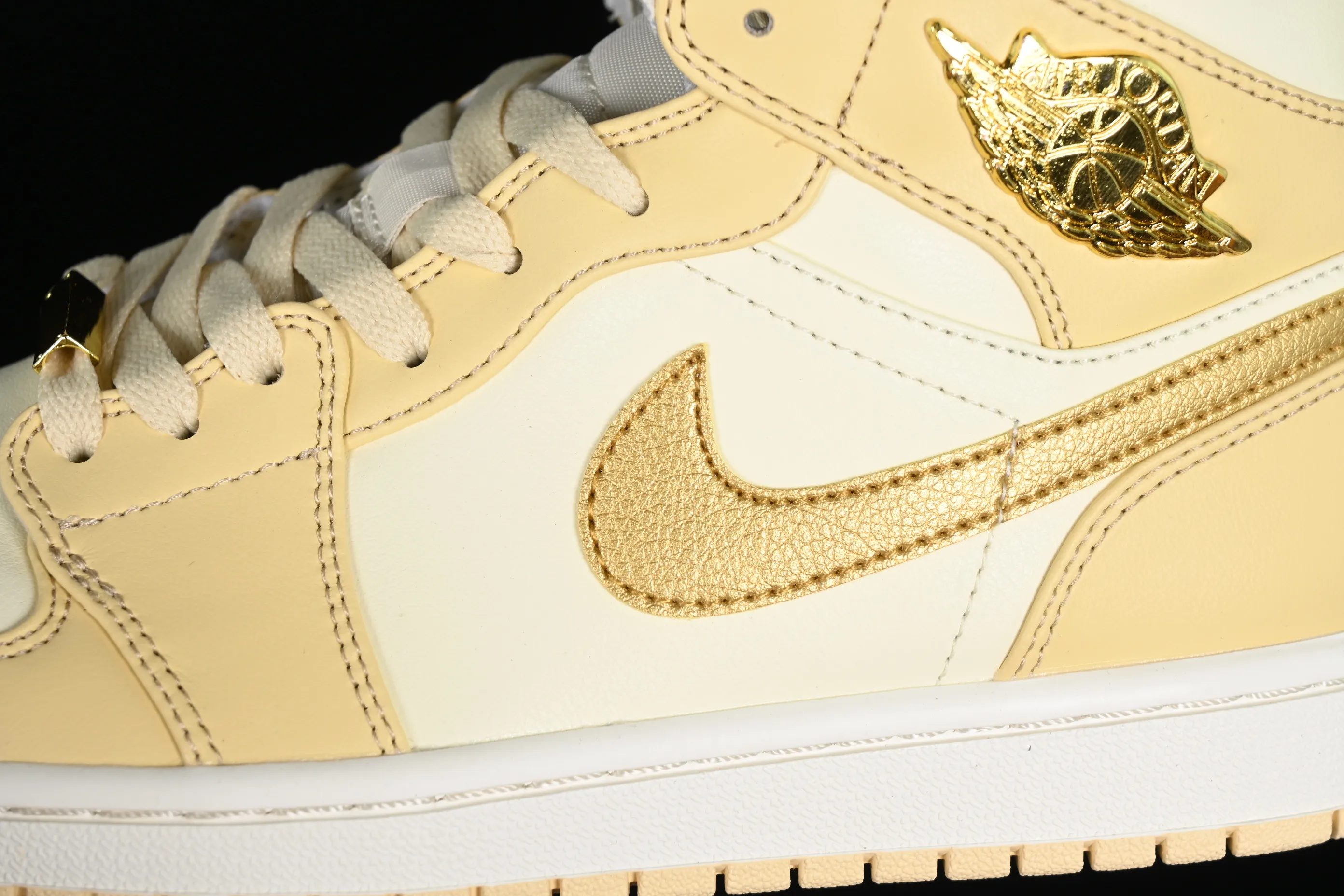 All categories Air Jordan Jordan series basketball shoes Air Jordan 1 Mid Nk Air Jordan 1 Mid AJ1 Joe 1 white gold Chinese casual sneakers FB9892-200